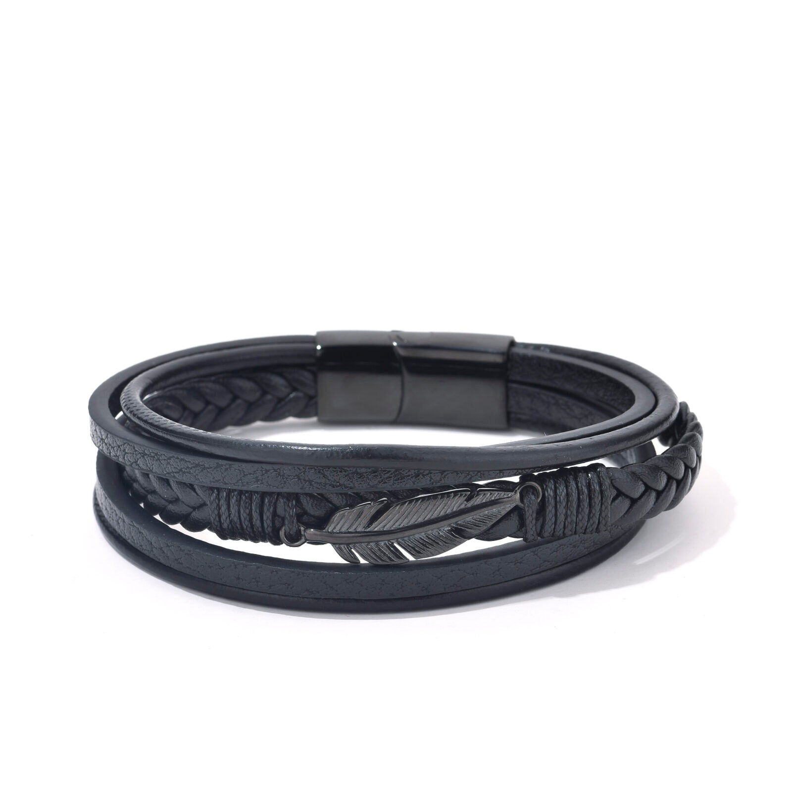 Bratara-barbati-piele-naturala-negru-Frunza1.jpg