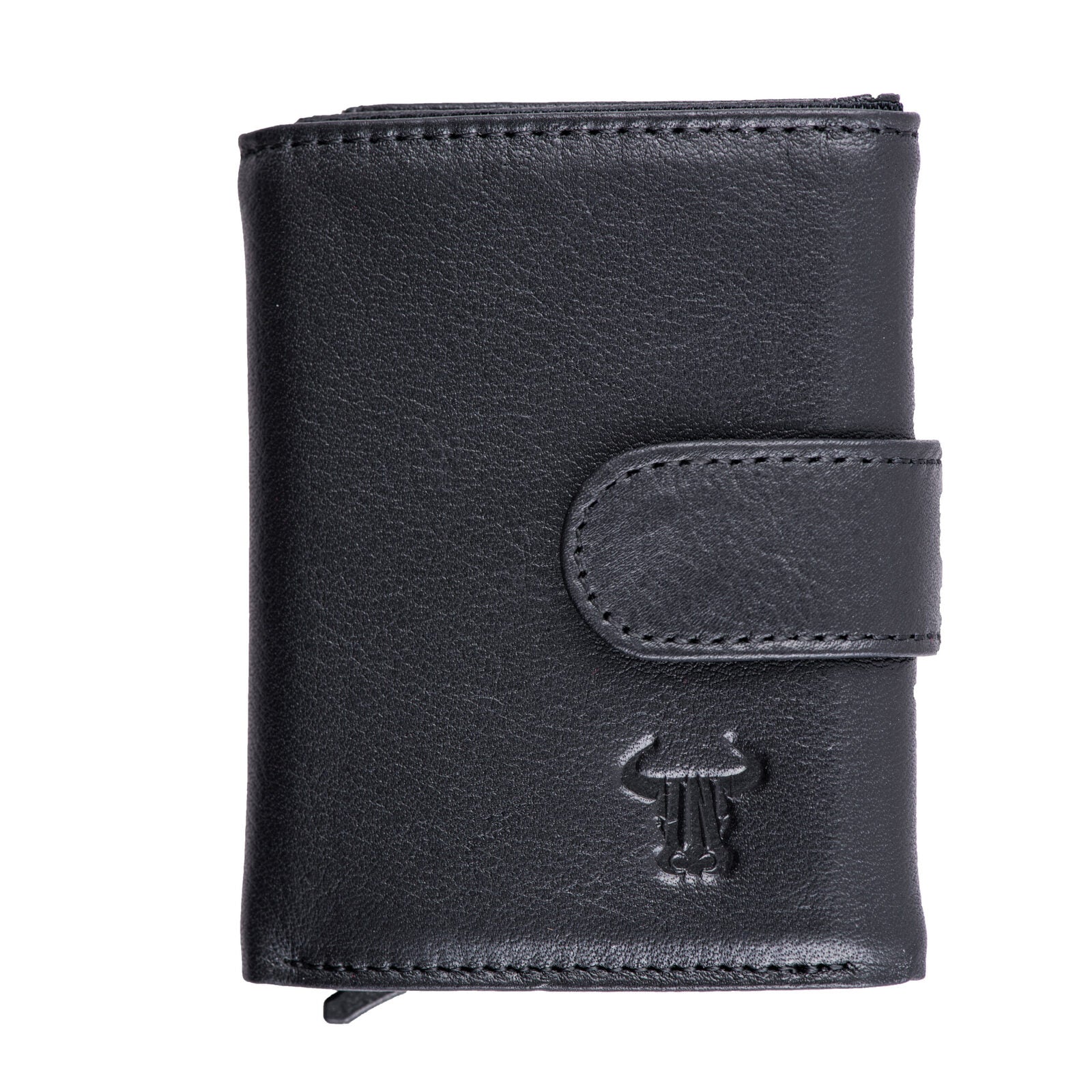 Tarjetero de piel natural negra para hombre Master Slide Pro, protección RFID