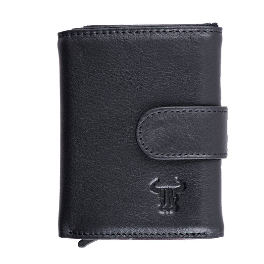 Tarjetero de piel natural negra para hombre Master Slide Pro, protección RFID