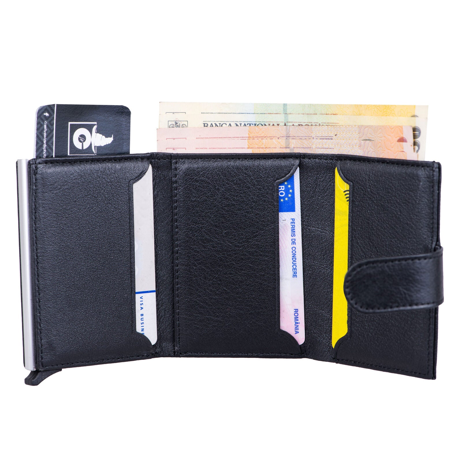 Muški kožni etui za kartice crni Master Slide Pro, RFID zaštita