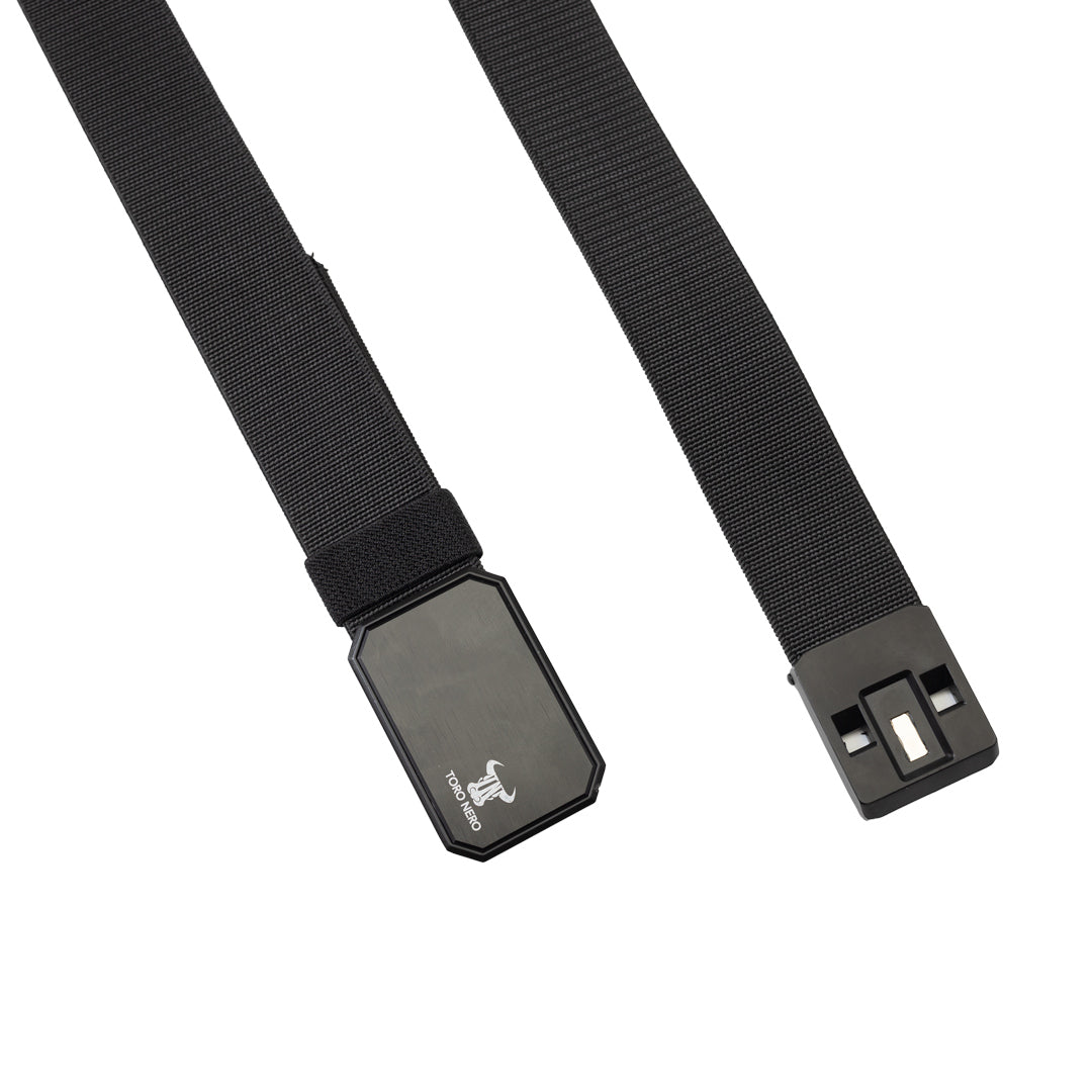 Cinturón elástico para hombre, hebilla magnética, ajustable a múltiples tamaños (máximo 125cm), negro Tor