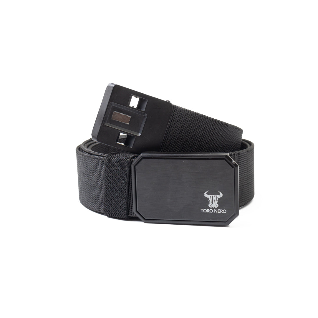 Cinturón elástico para hombre, hebilla magnética, ajustable a múltiples tamaños (máximo 125cm), negro Tor