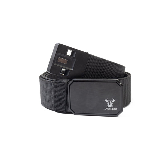 Cinturón elástico para hombre, hebilla magnética, ajustable a múltiples tamaños (máximo 125cm), negro Tor