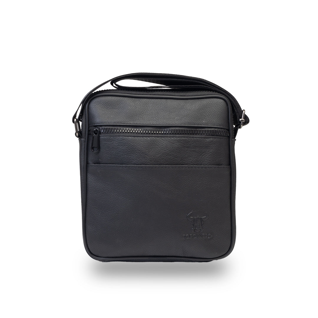 Bolso de hombre de piel natural negra Miror