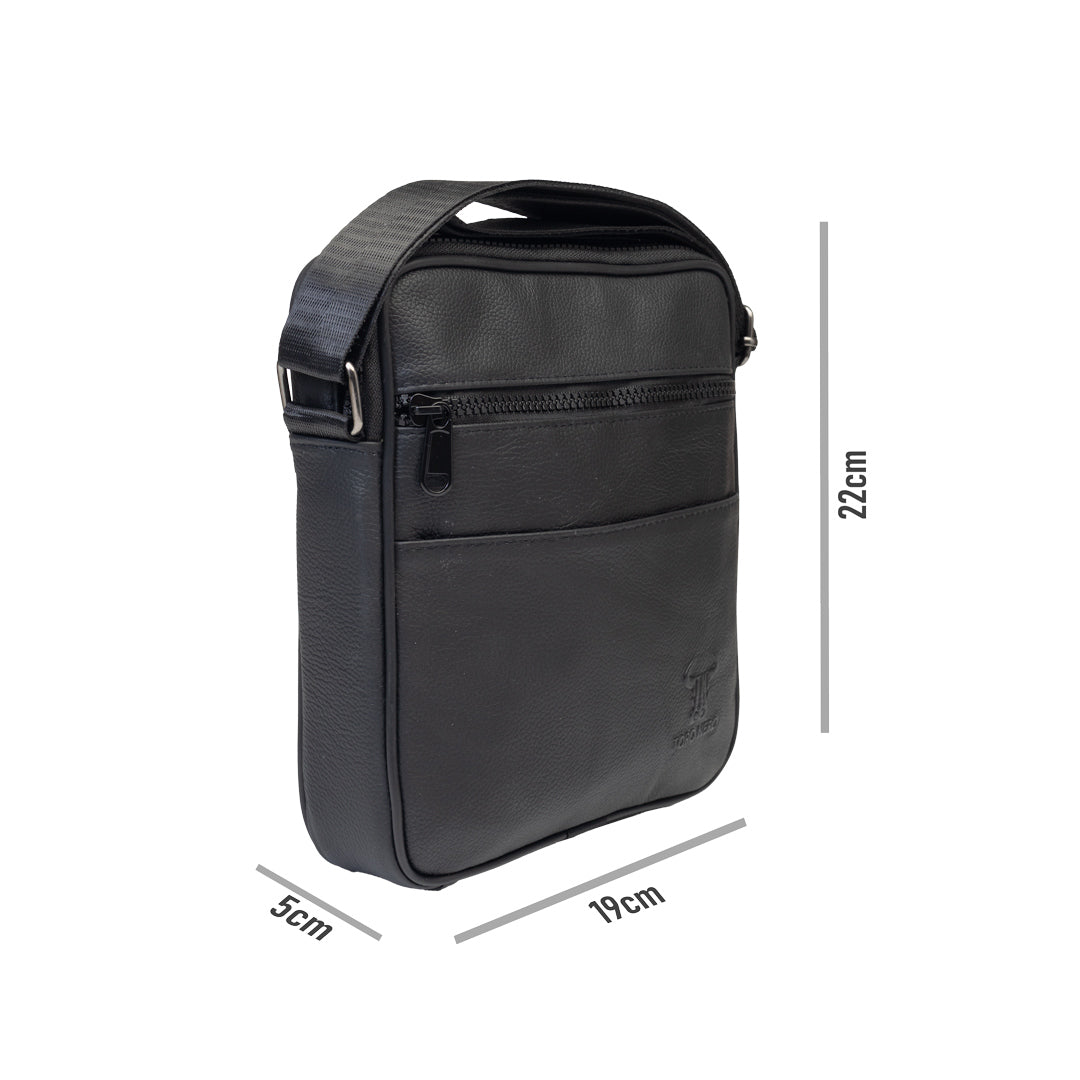 Bolso de hombre de piel natural negra Miror