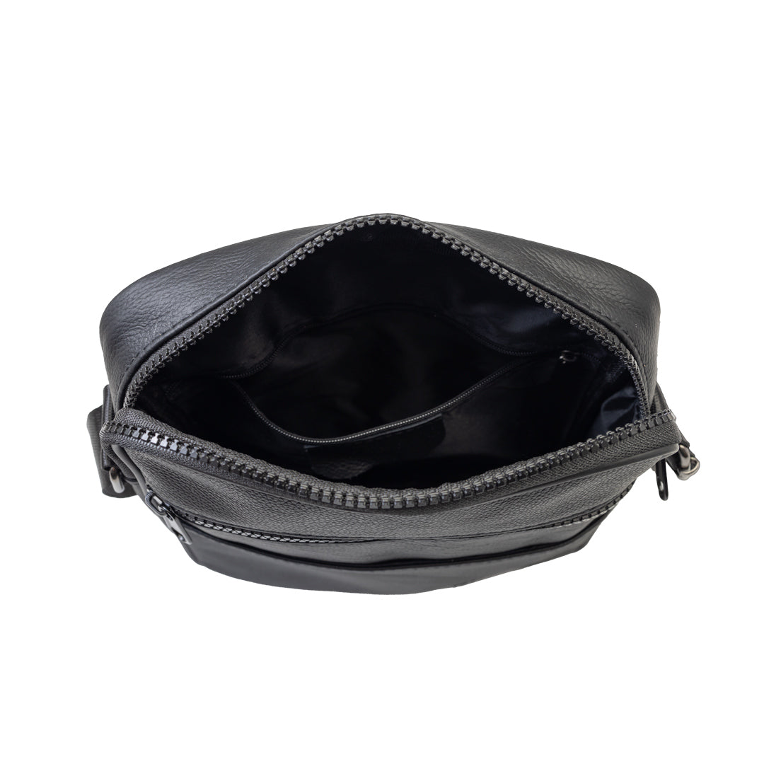 Bolso de hombre de piel natural negra Miror