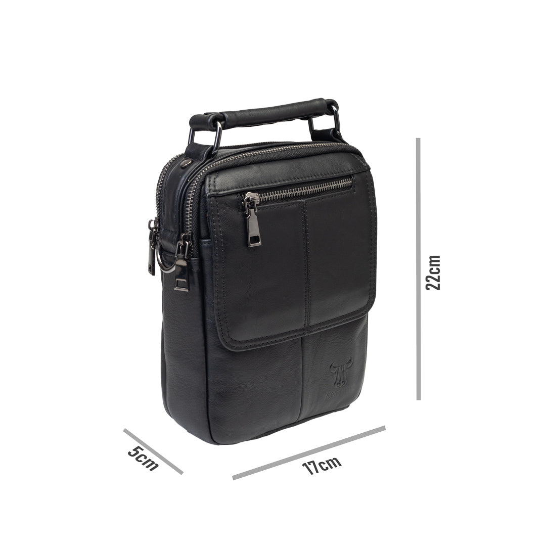 Bolso de hombre de piel natural negro Trio