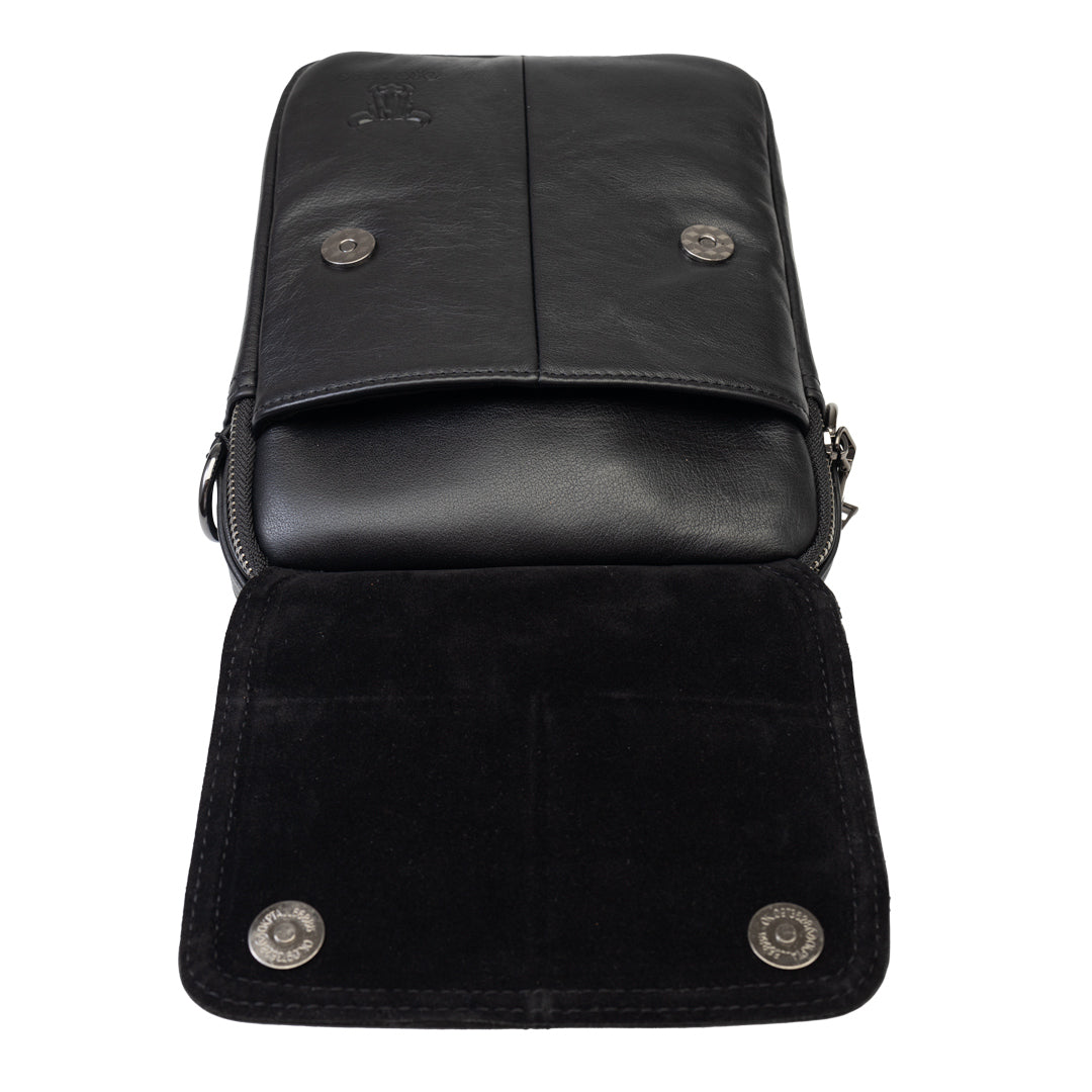 Bolso de hombre de piel natural negro Trio