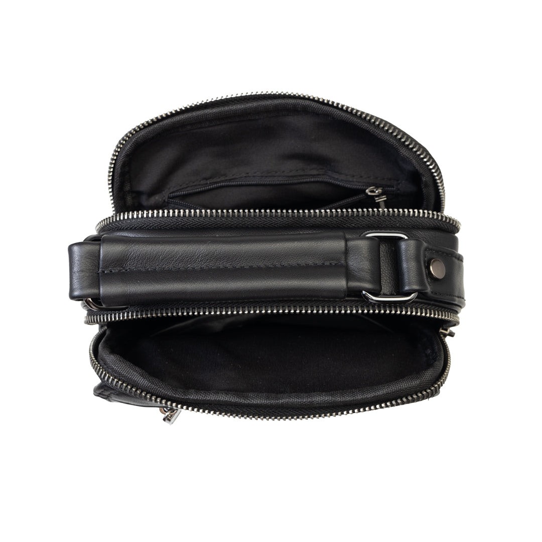 Bolso de hombre de piel natural negro Trio