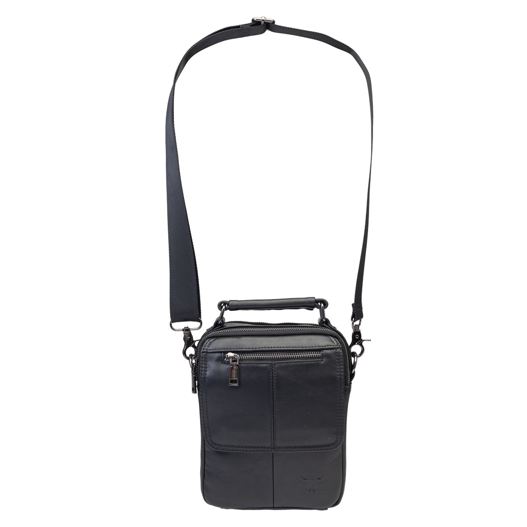 Bolso de hombre de piel natural negro Trio