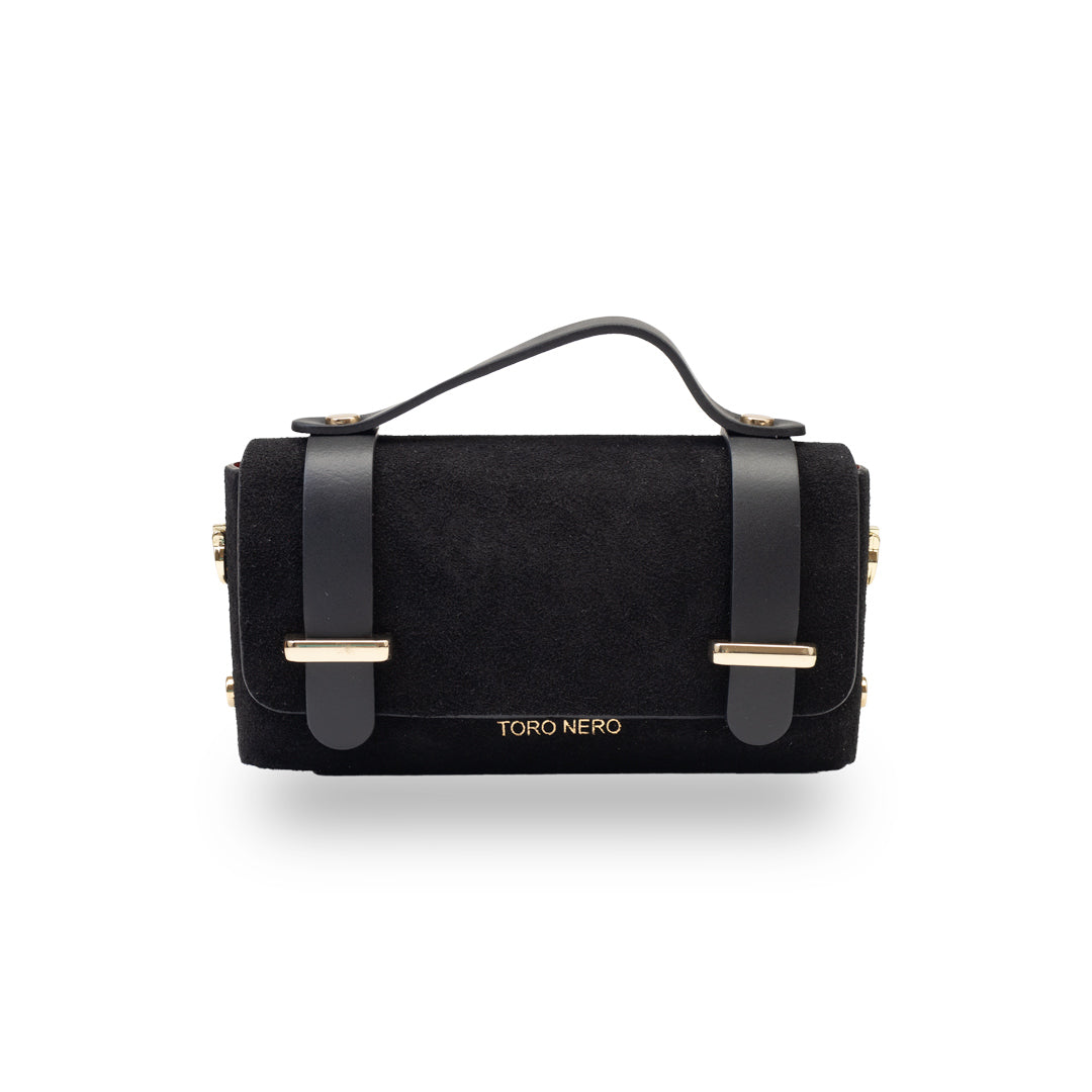 Bolso de mujer de piel natural negra piel vuelta Natalia
