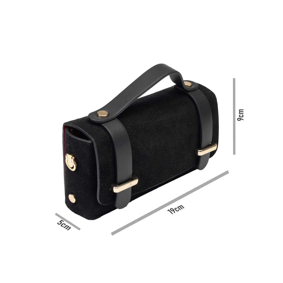 Bolso de mujer de piel natural negra piel vuelta Natalia
