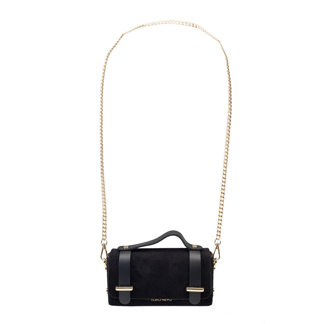 Bolso de mujer de piel natural negra piel vuelta Natalia
