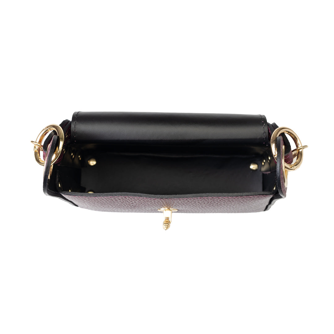 Bolso de mujer de piel genuina color burdeos Iris