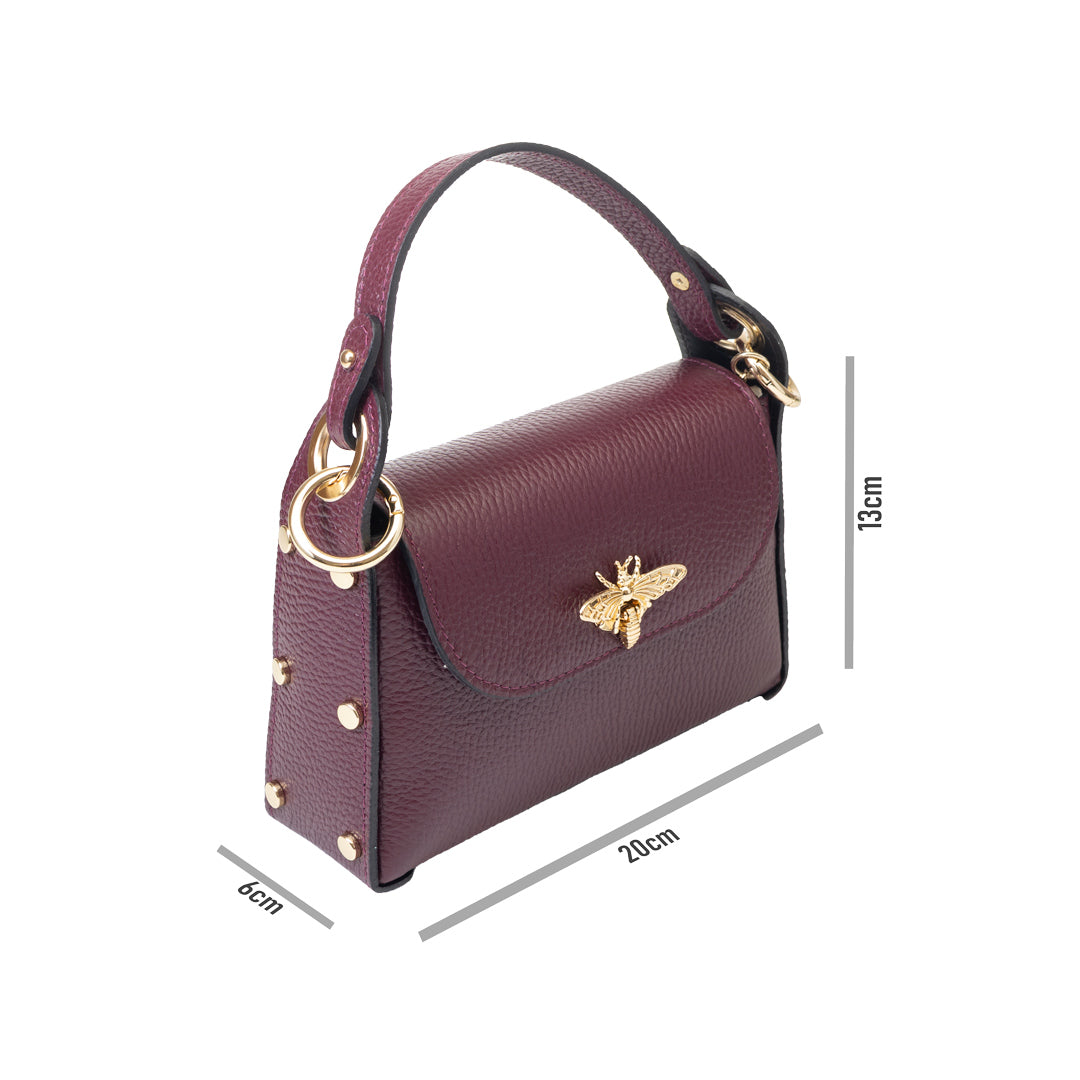 Bolso de mujer de piel genuina color burdeos Iris