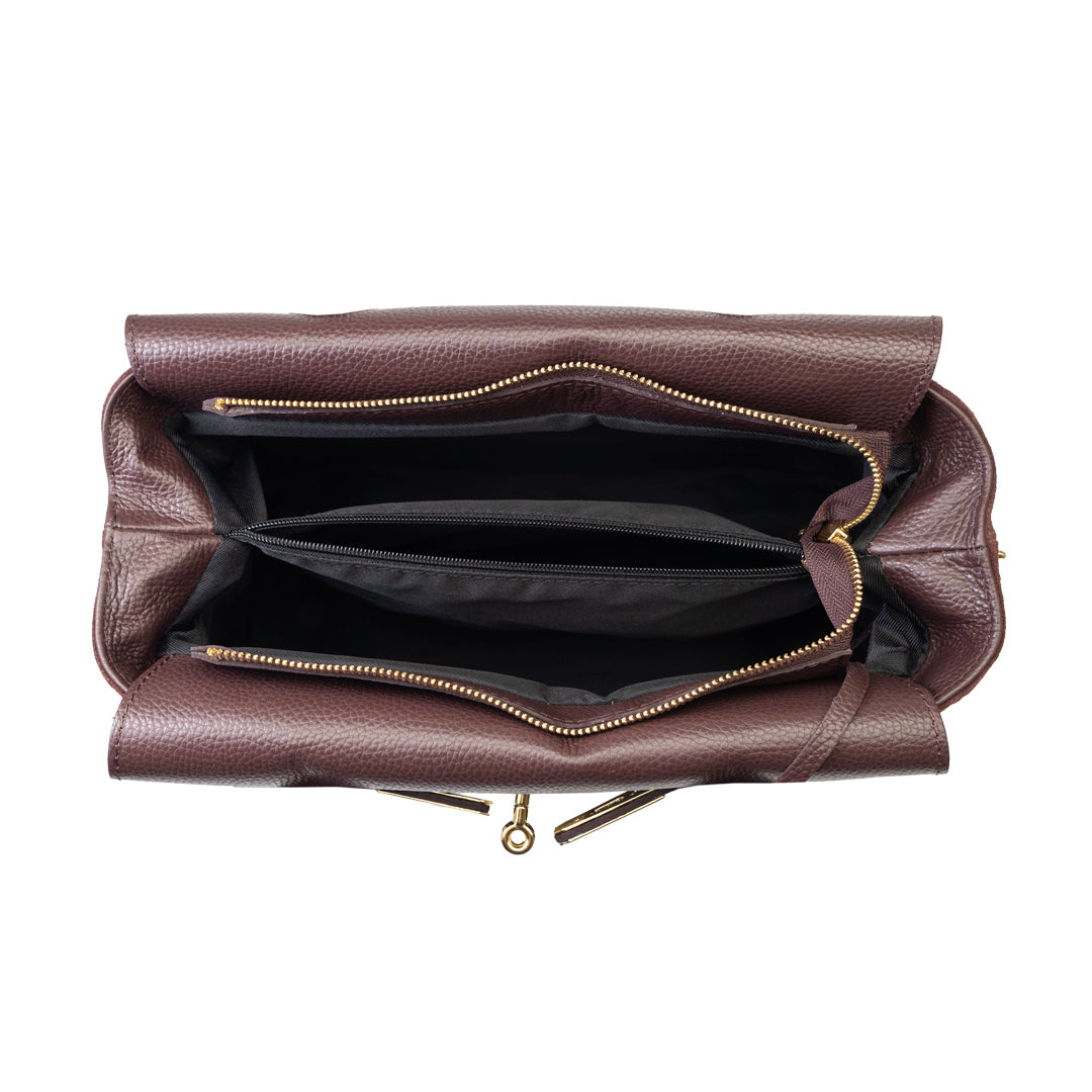 Sac à main pour femme en cuir véritable bordeaux Mira