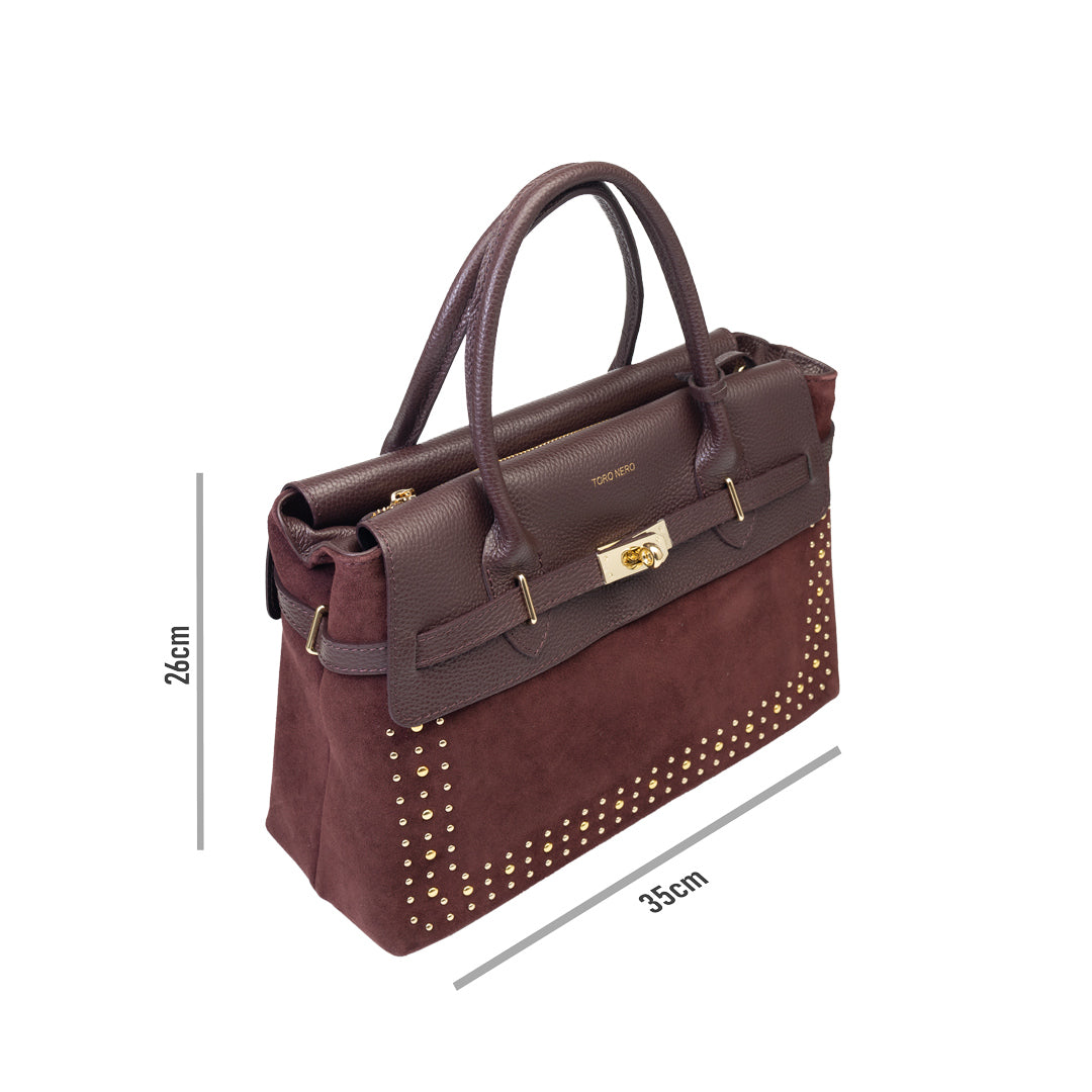 Sac à main pour femme en cuir véritable bordeaux Mira