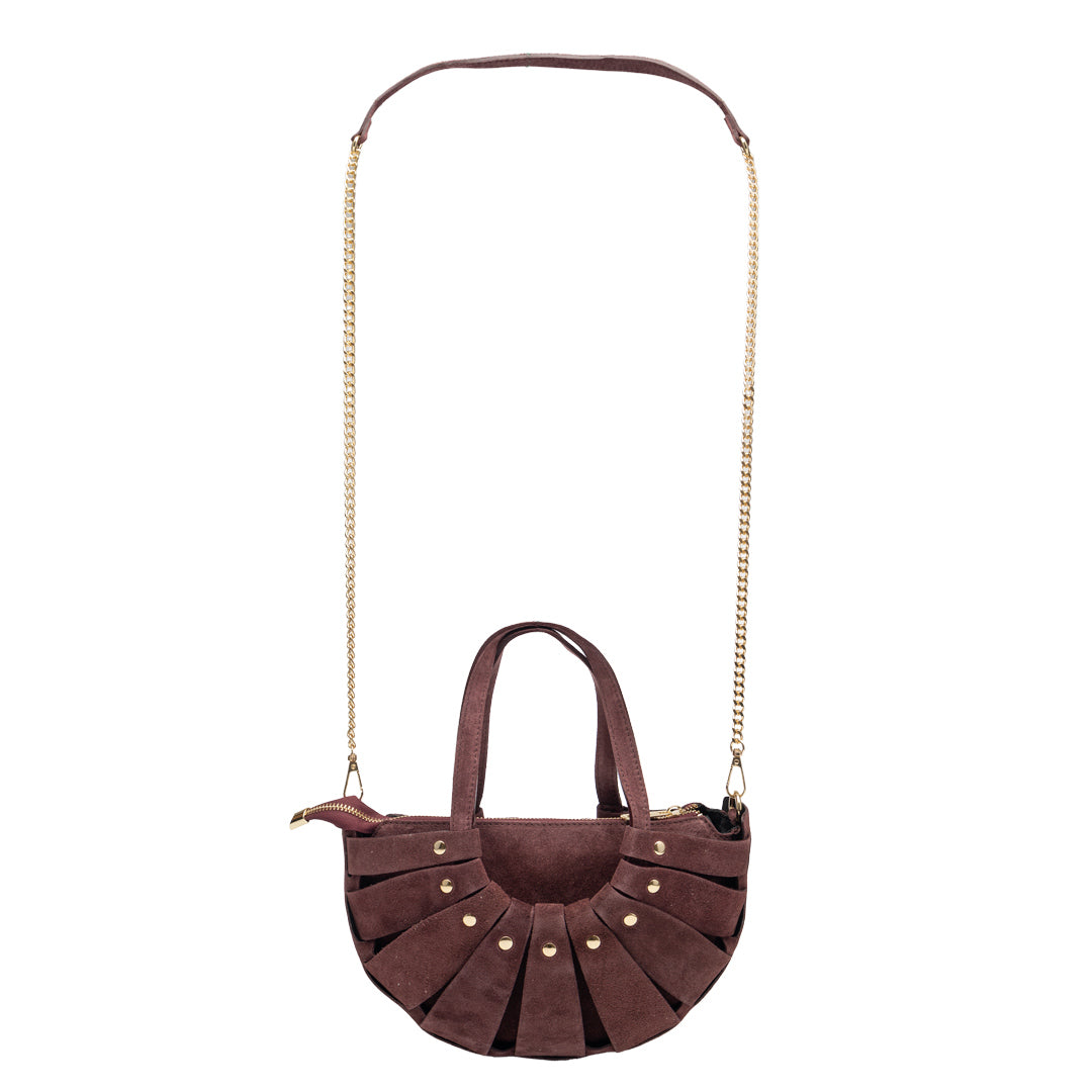 Bolso de mujer de piel natural color burdeos Ruth