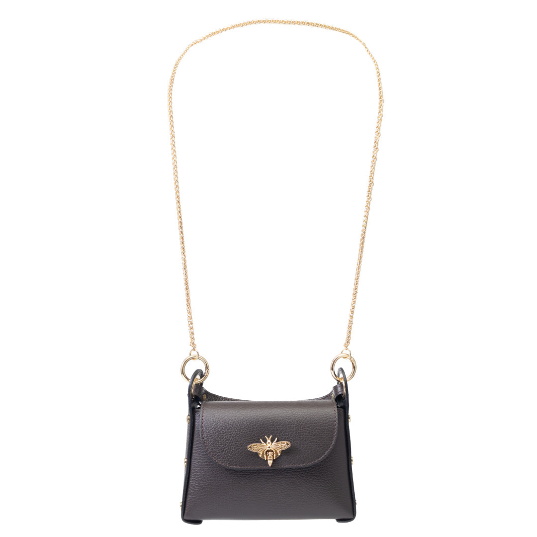 Bolso de mujer de cuero genuino marrón oscuro Iris