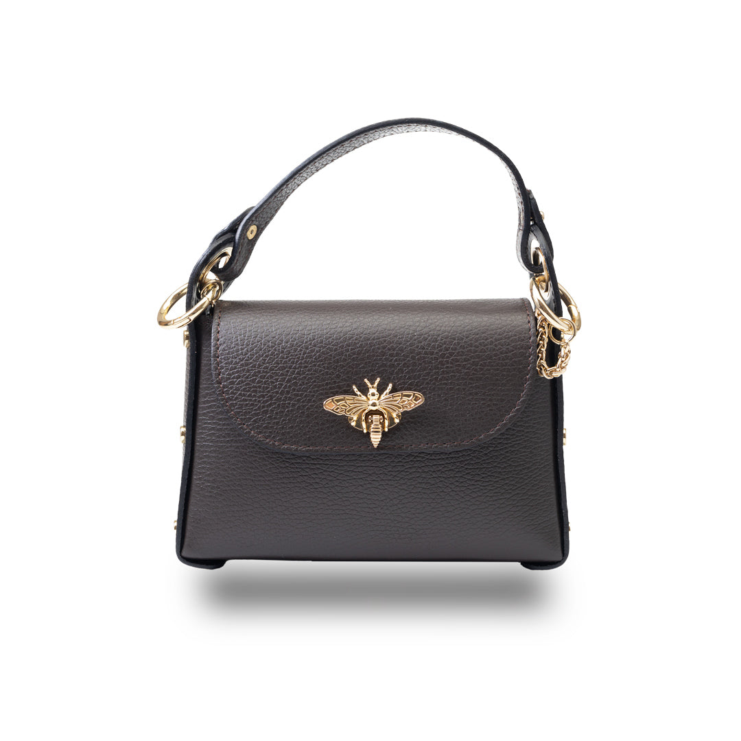 Bolso de mujer de cuero genuino marrón oscuro Iris