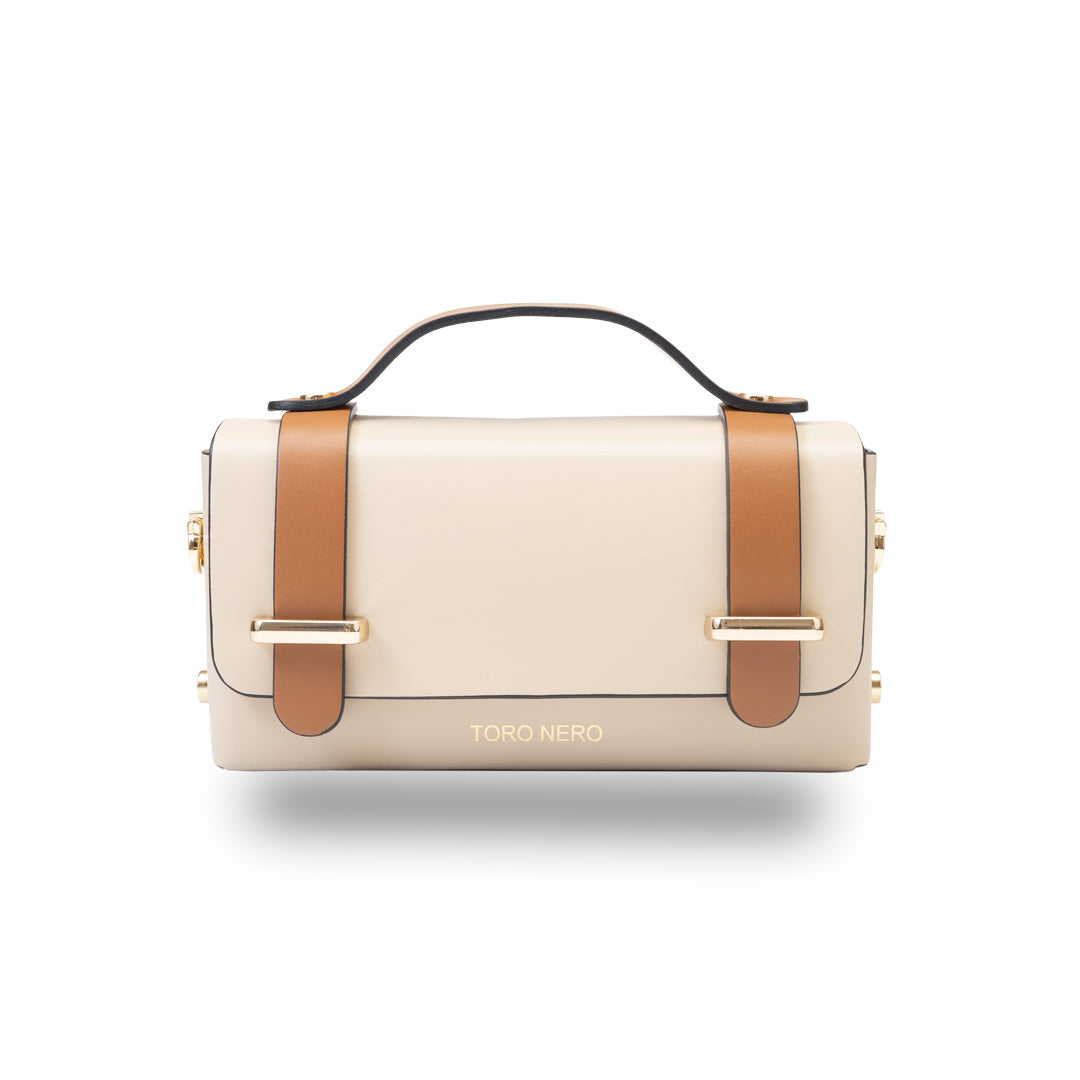 Bolso de mujer de piel natural marrón-beige Natalia