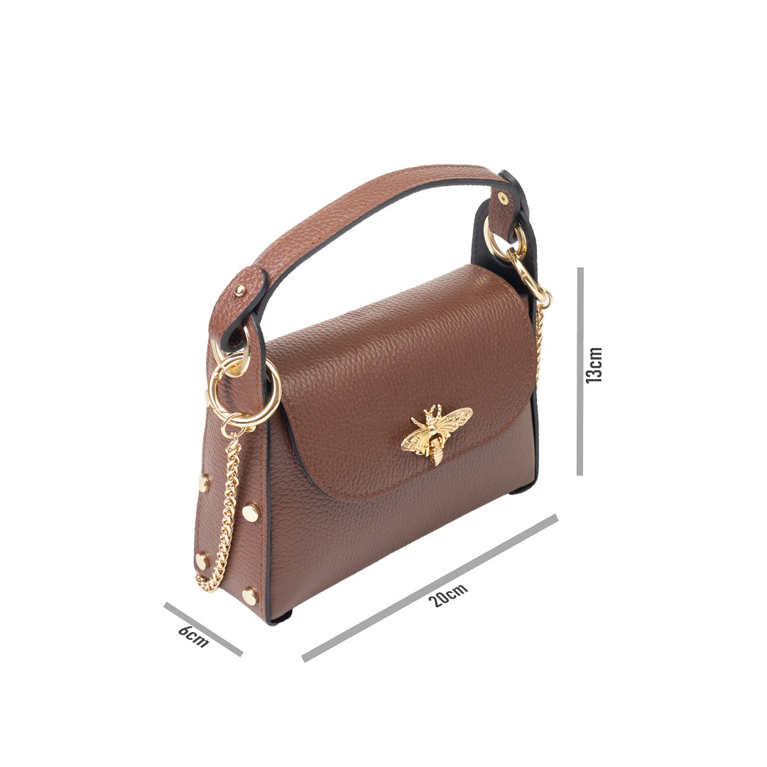Bolso de mujer de piel natural marrón coñac Iris