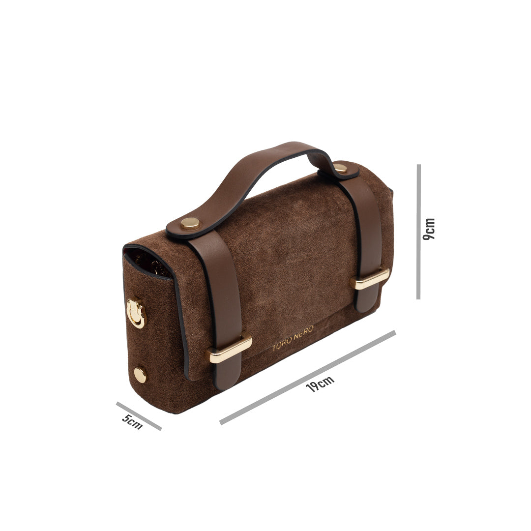 Bolso de mujer de piel genuina coñac - ante Natalia