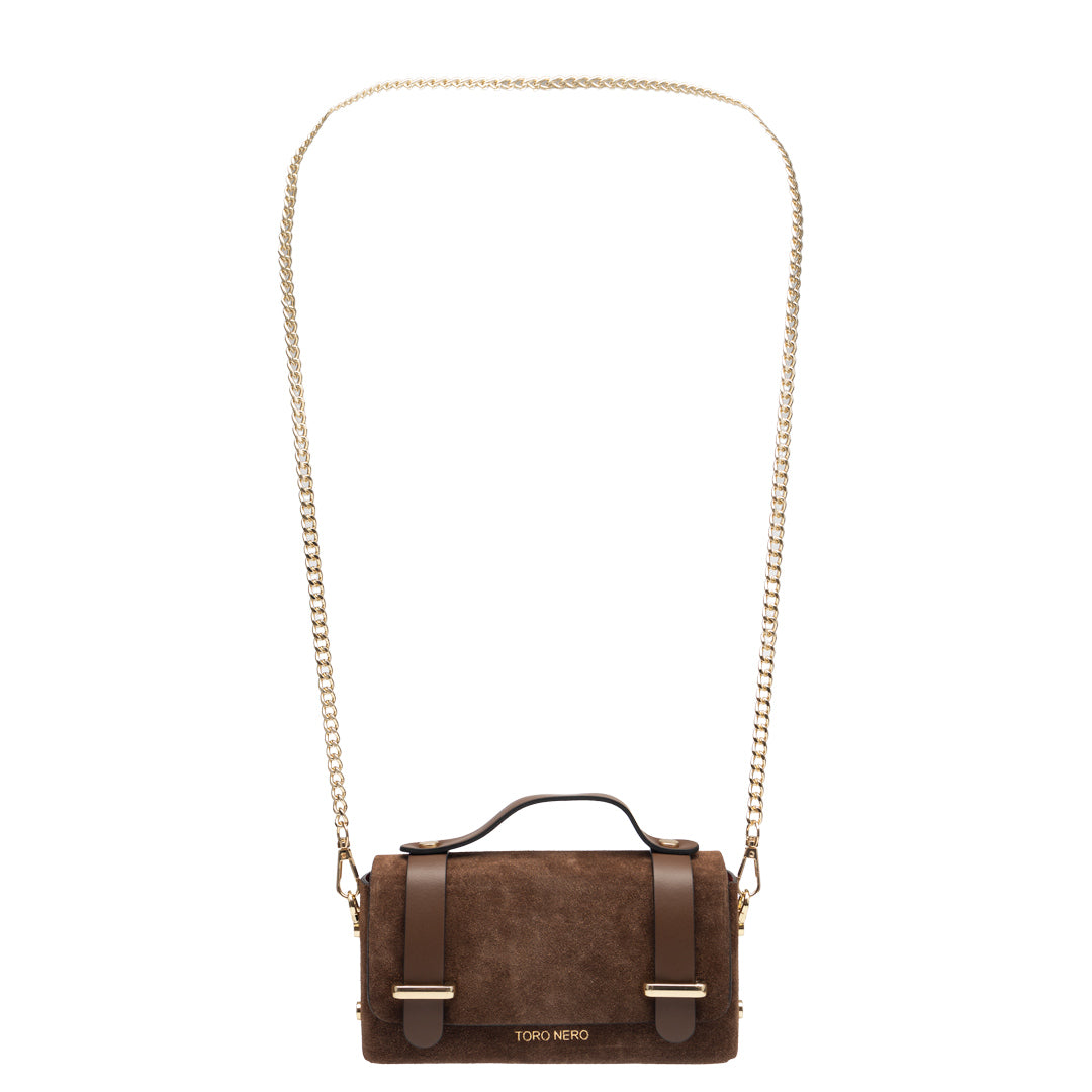 Bolso de mujer de piel genuina coñac - ante Natalia
