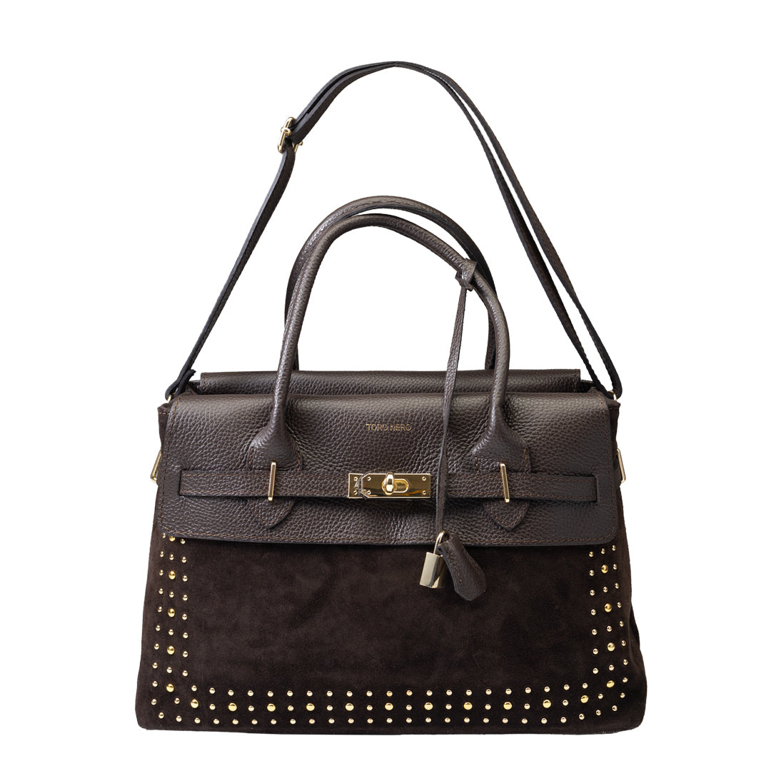 Bolso de mujer de cuero genuino marrón oscuro Mira
