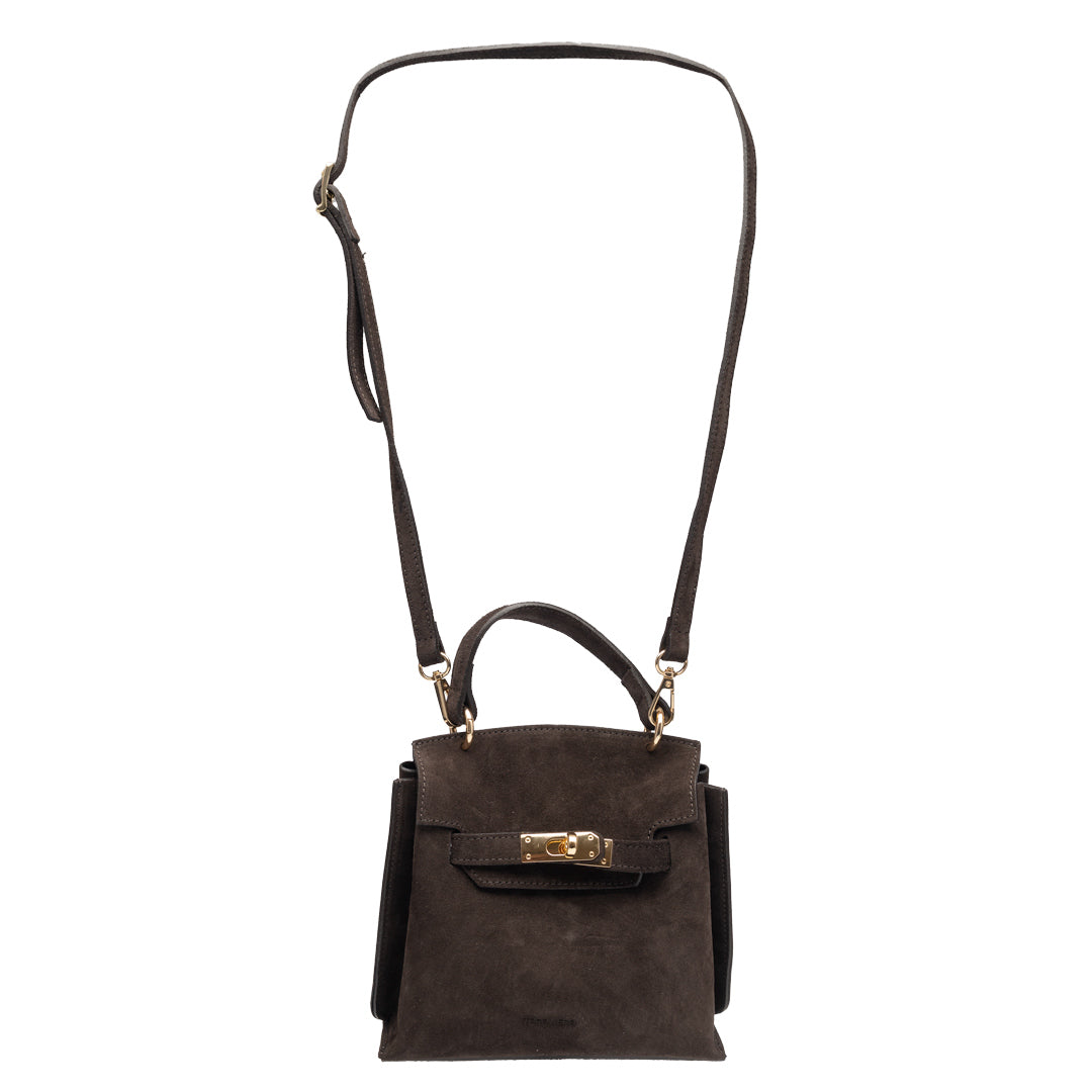 Bolso de mujer de piel auténtica marrón oscuro Renata