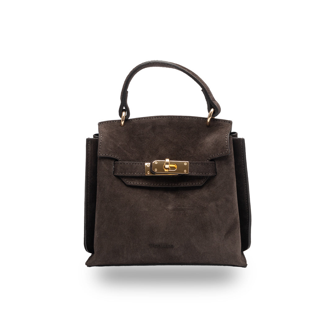 Bolso de mujer de piel auténtica marrón oscuro Renata