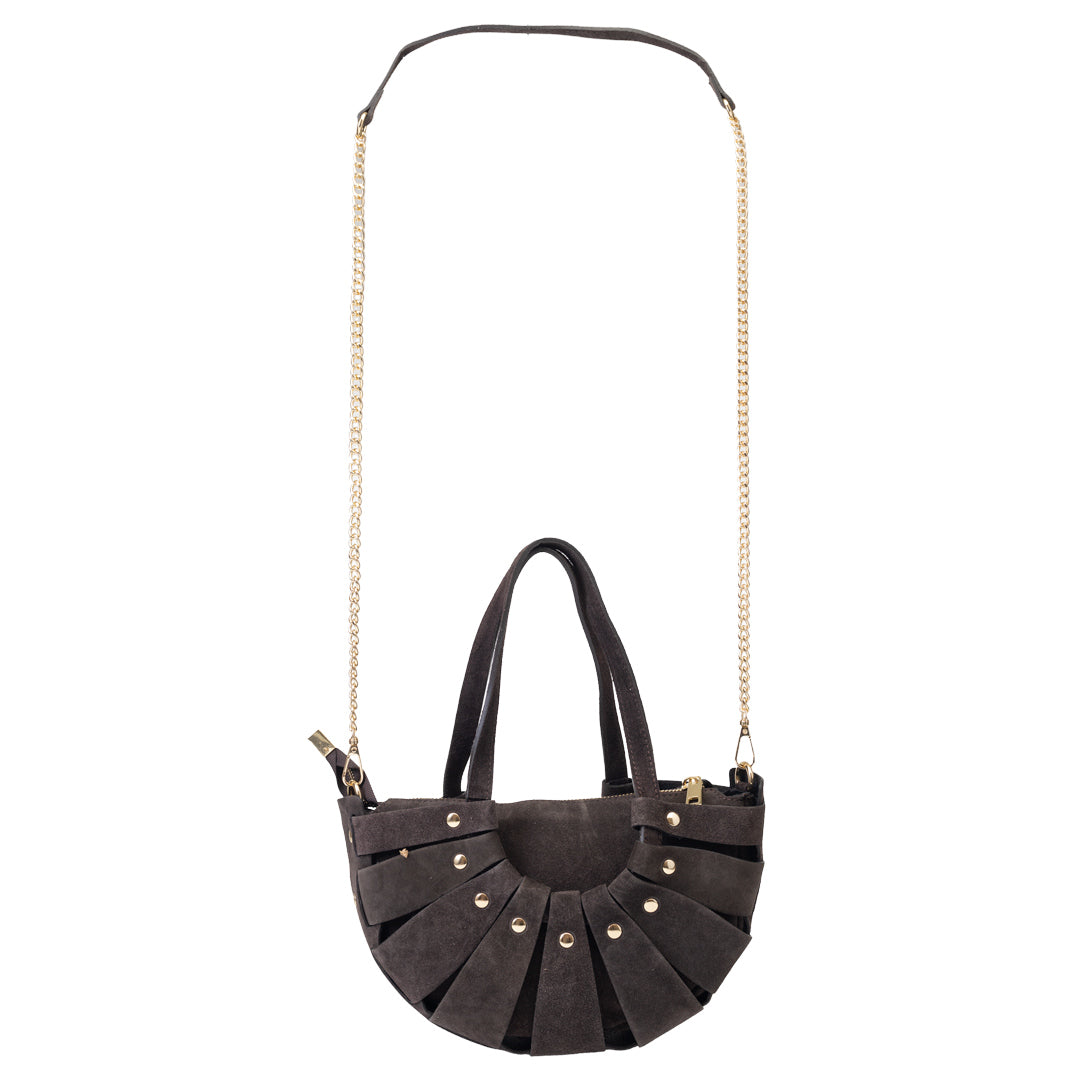 Bolso de piel auténtica marrón oscuro Ruth para mujer