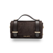 Bolso de mujer de piel genuina marrón oscuro - piel vuelta Natalia