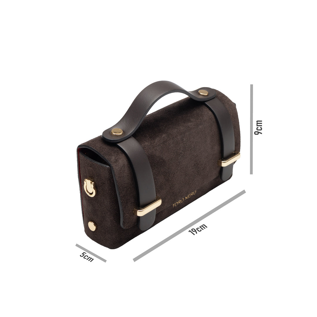Bolso de mujer de piel genuina marrón oscuro - piel vuelta Natalia