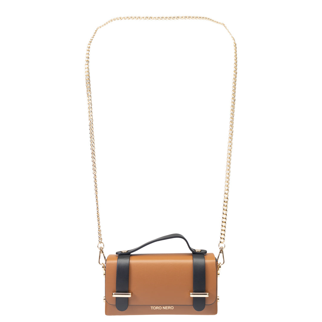 Bolso de mujer de piel genuina marrón-negro Natalia
