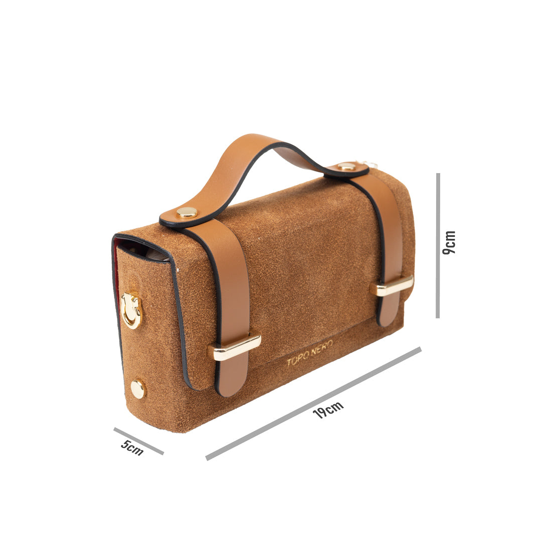 Bolso de piel natural marrón ante Natalia para mujer
