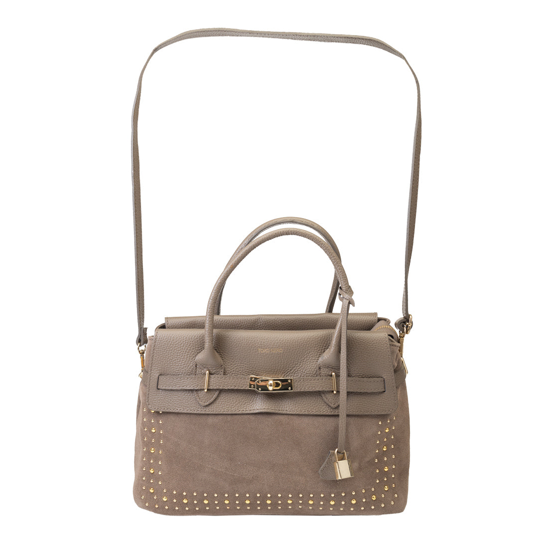 Bolso de mujer de piel natural topo Mira