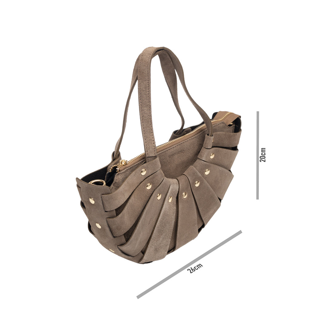 Bolso de mujer de piel natural topo Ruth
