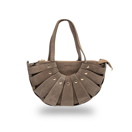Bolso de mujer de piel natural topo Ruth