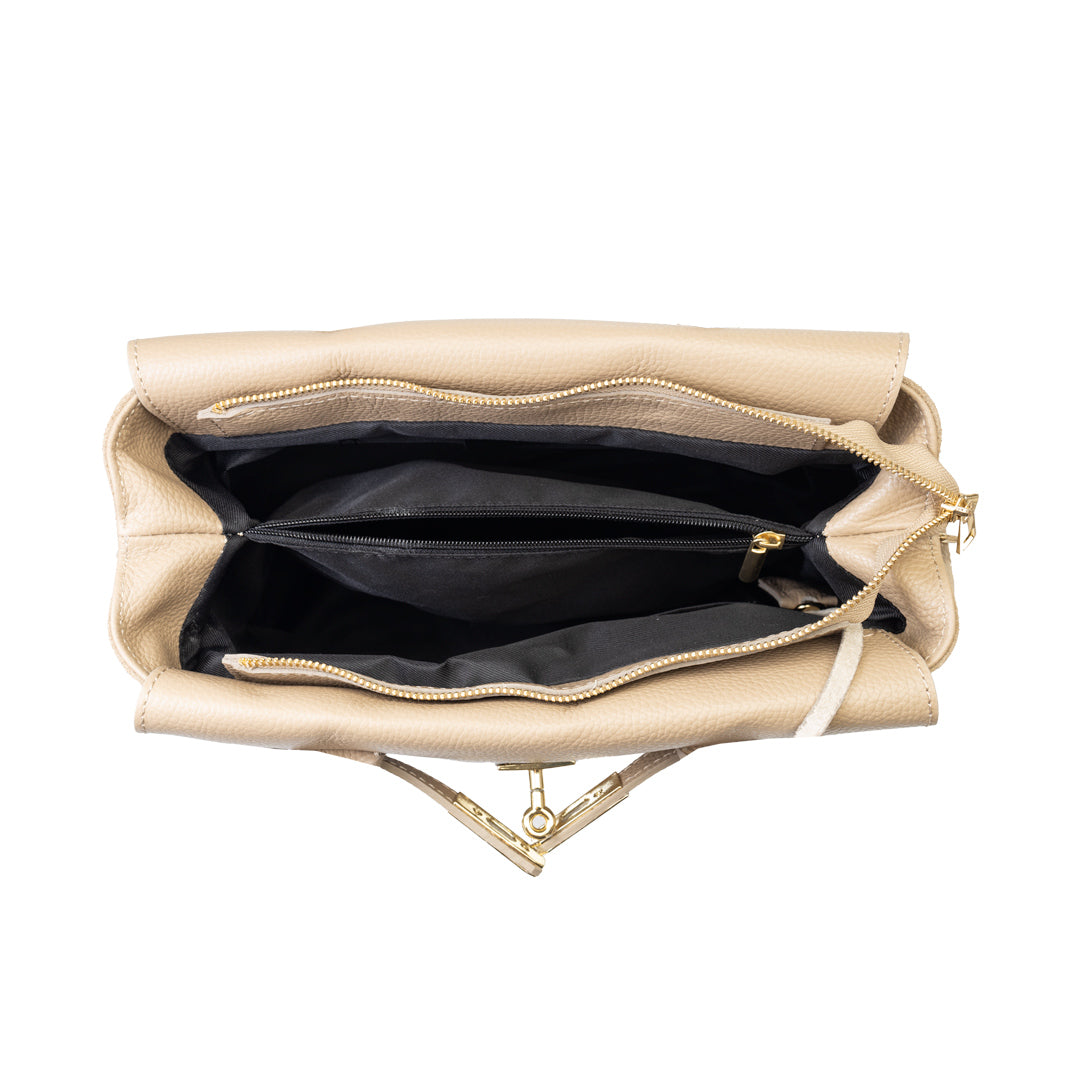 Bolso de mujer de piel natural topo claro Mira