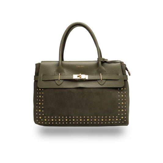 Bolso de mujer de piel natural verde militar Mira
