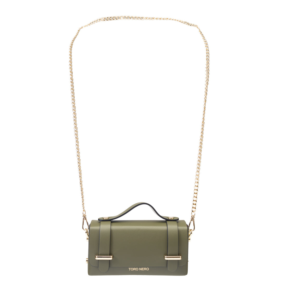 Bolso de mujer de piel genuina verde militar Natalia
