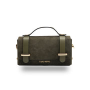 Sac à main femme en cuir véritable vert armée-daim Natalia