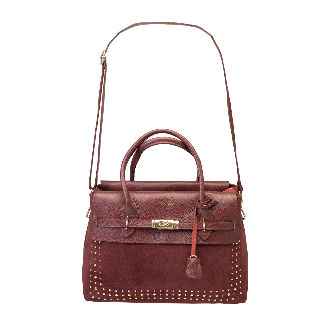 Bolso de piel natural color burdeos para mujer Mira