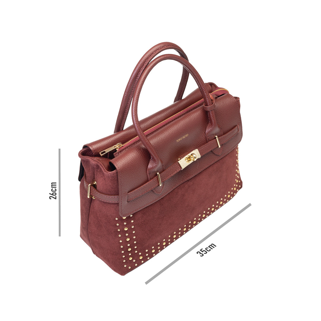 Bolso de piel natural color burdeos para mujer Mira