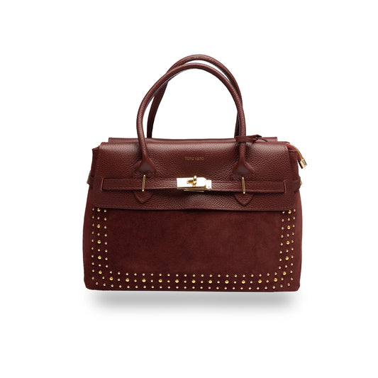 Bolso de piel natural color burdeos para mujer Mira