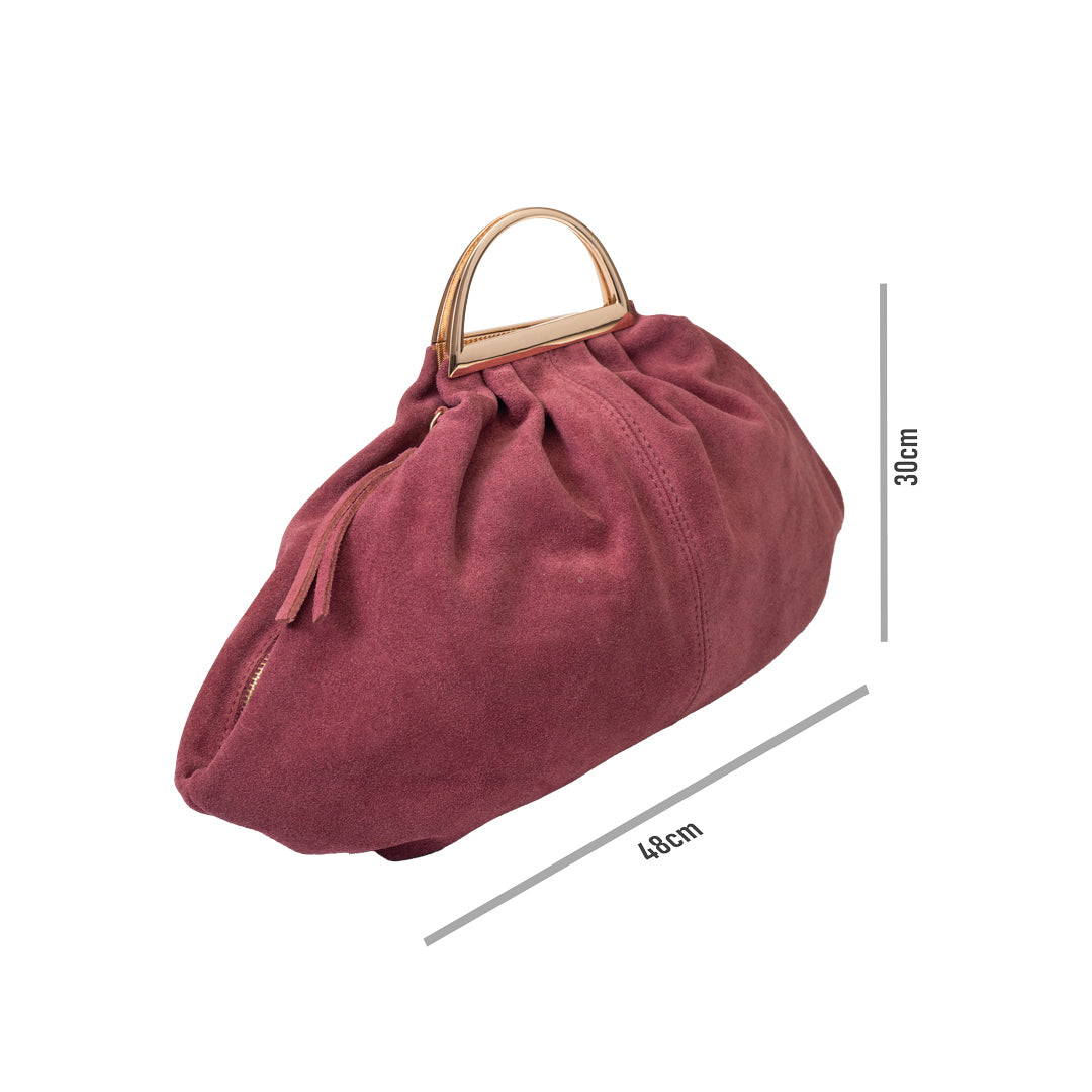 Bolso de piel auténtica burdeos Monica para mujer