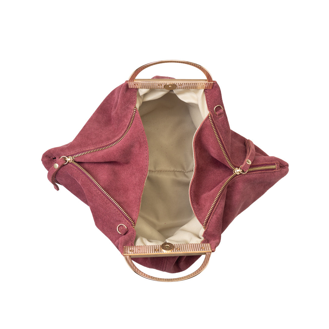 Bolso de piel auténtica burdeos Monica para mujer