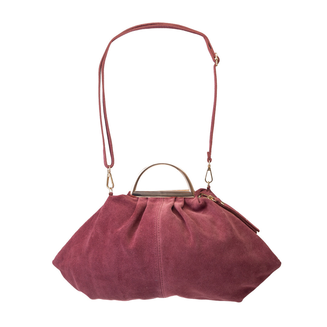 Bolso de piel auténtica burdeos Monica para mujer