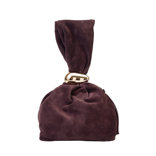 Bolso de mujer de piel serraje natural, burdeos Eliza